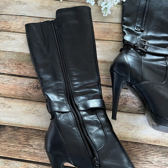 NINE WEST Reindeero Genuine Black Leather Boots Size 6 - Picture 9 of 11